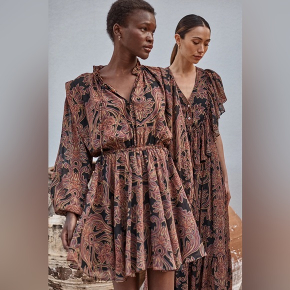 Misa Los Angeles- in Studded Flora Print Chiffon - Picture 1 of 6
